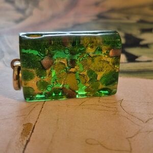 Green and Gold Resin Pendant